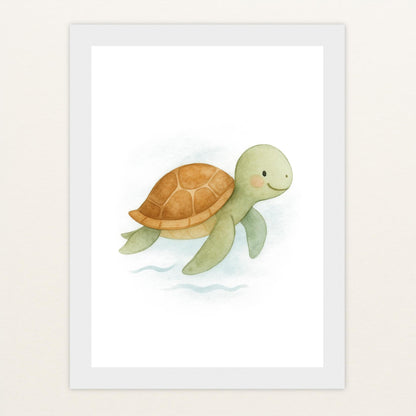 Sora die Schildkröte Poster mit Holzrahmen von tinylearner