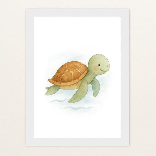 Sora die Schildkröte Poster mit Holzrahmen von tinylearner