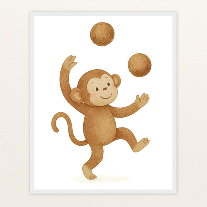 Aki der Affe - Motiv: "Kokosnuss" Poster mit Holzrahmen von tinylearner
