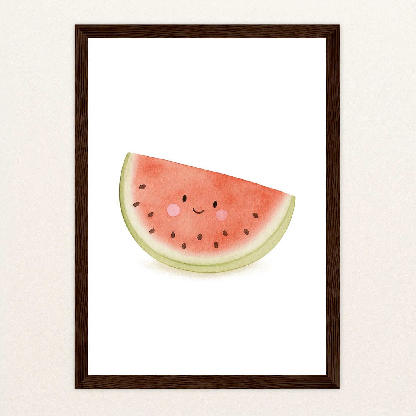 Obst: Melone Poster mit Holzrahmen von tinylearner