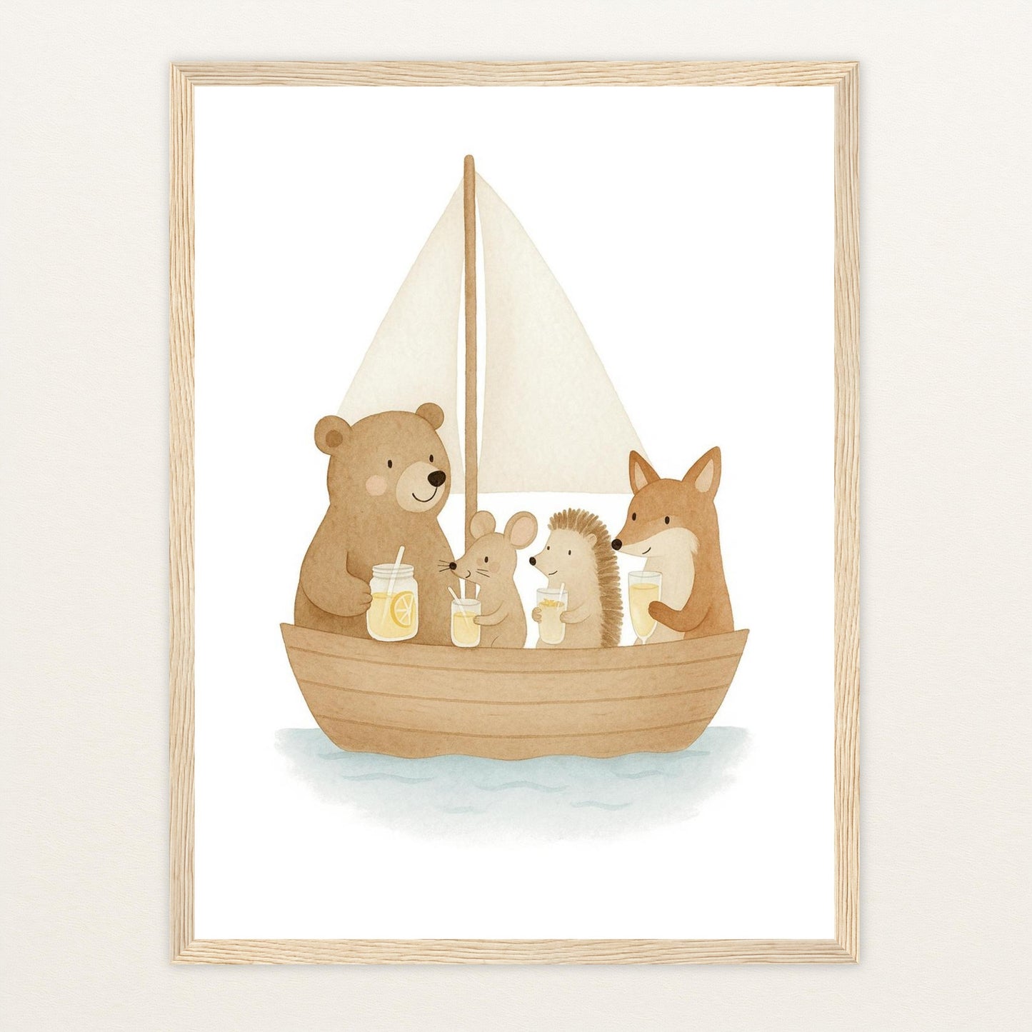 Tierfreunde - Motiv: "Segelschiff" Poster mit Holzrahmen von tinylearner