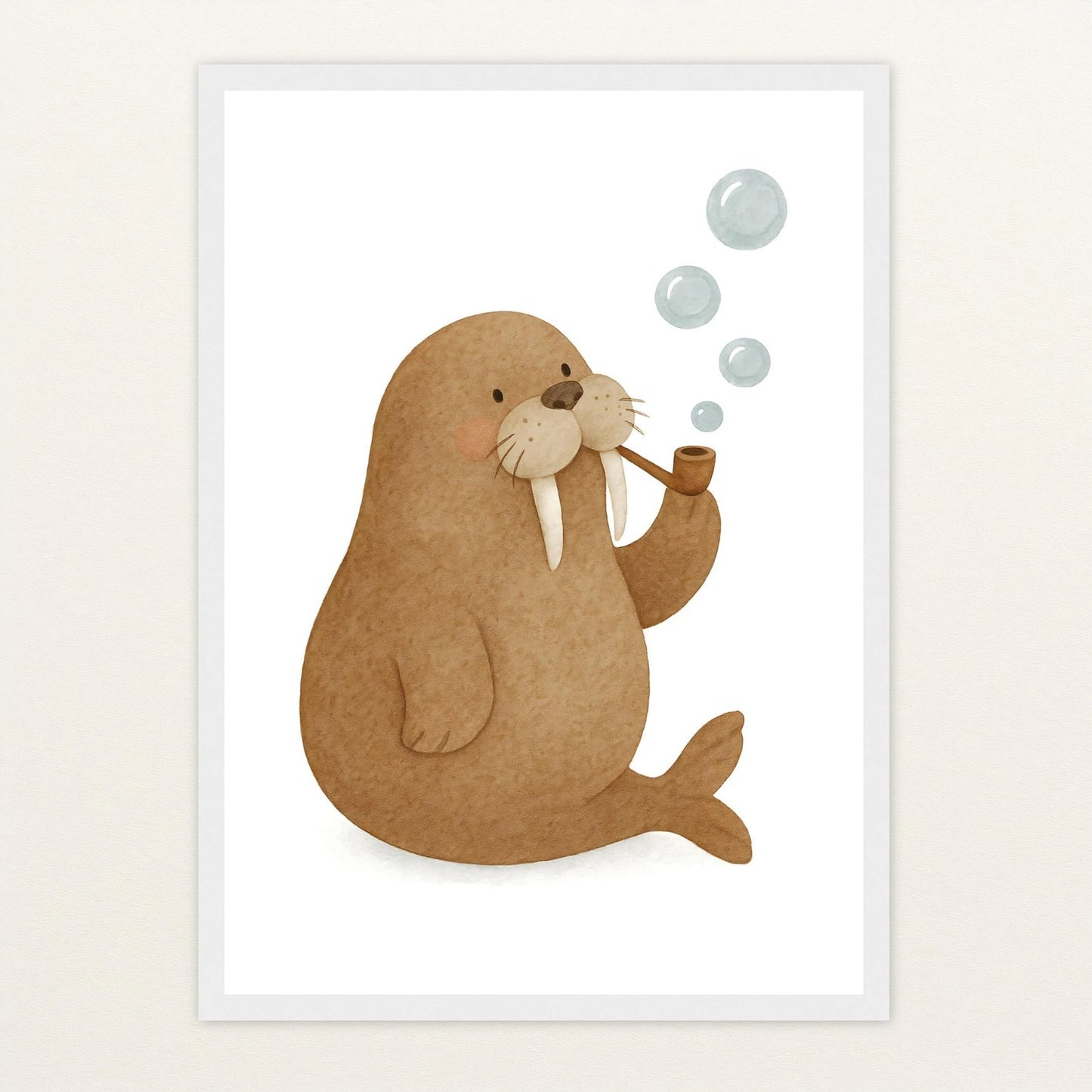 Wally das Walross - Motiv: "Blubbern" Poster mit Holzrahmen von tinylearner