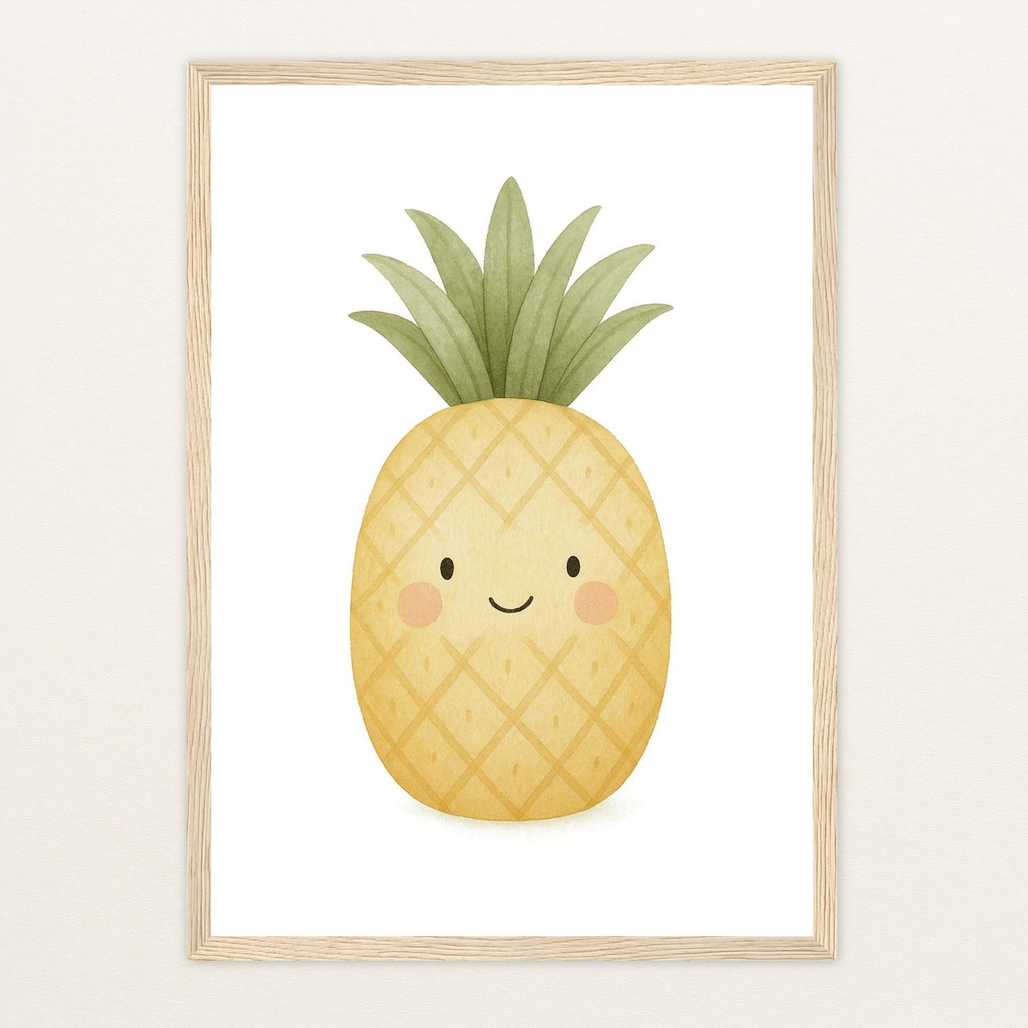 Obst: Ananas Poster mit Holzrahmen von tinylearner