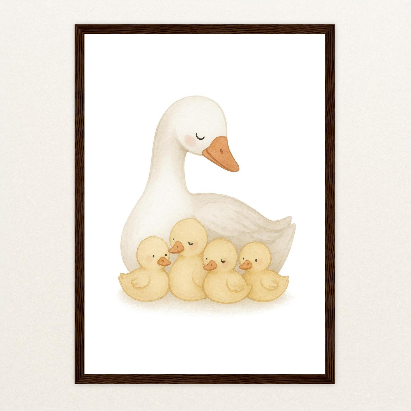 Gusi die Gans - Motiv: "Familie" Poster mit Holzrahmen von tinylearner
