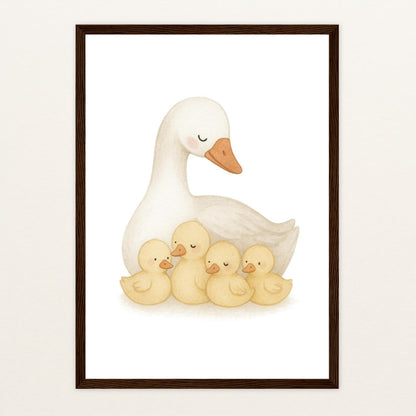 Gusi die Gans - Motiv: "Familie" Poster mit Holzrahmen von tinylearner