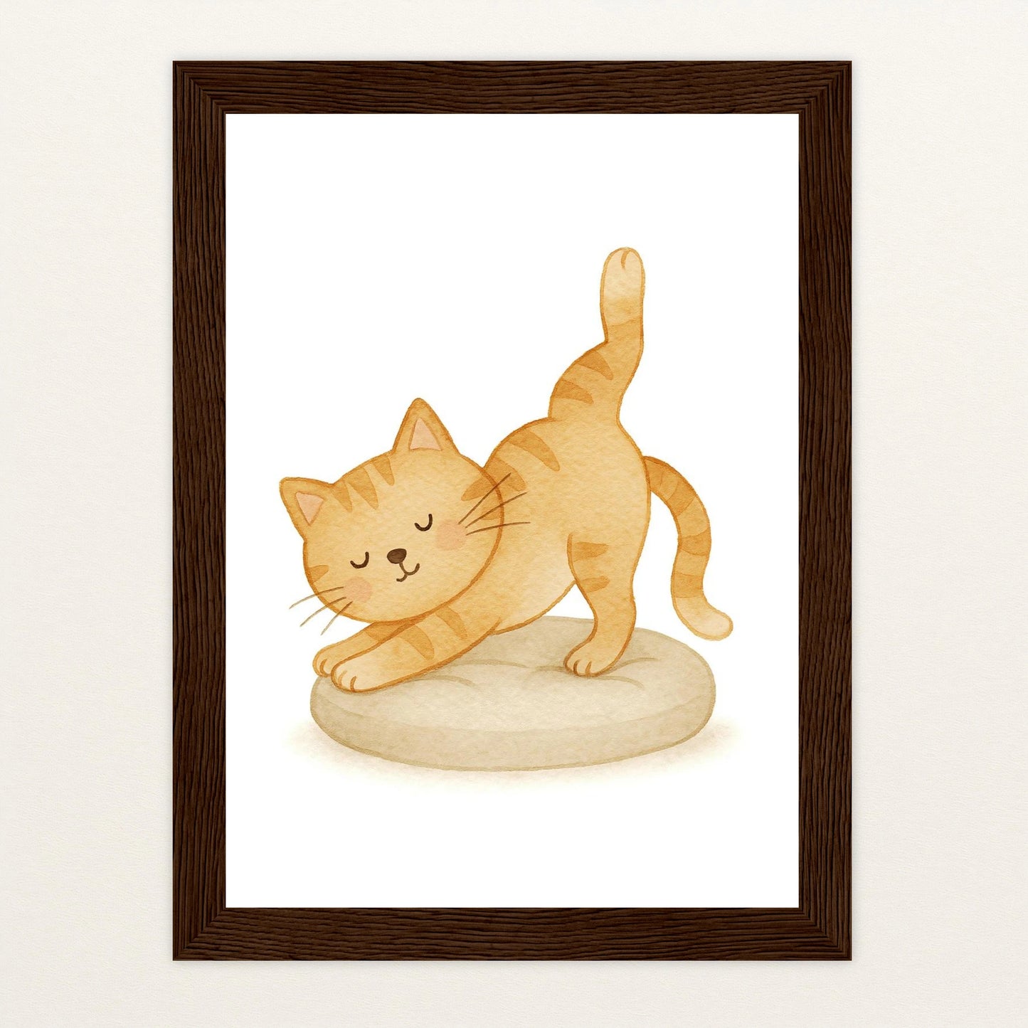 Kira die Katze - Motiv: "Yoga" Poster mit Holzrahmen von tinylearner
