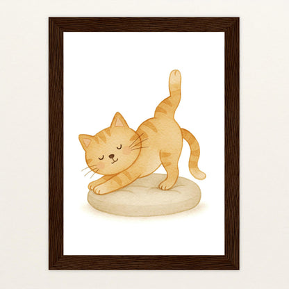 Kira die Katze - Motiv: "Yoga" Poster mit Holzrahmen von tinylearner