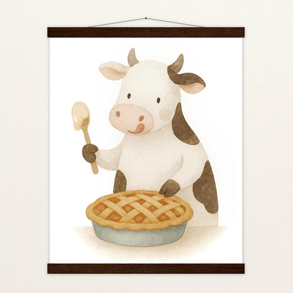 Klara die Kuh - Motiv: "Kuchen" Poster mit Leisten von tinylearner