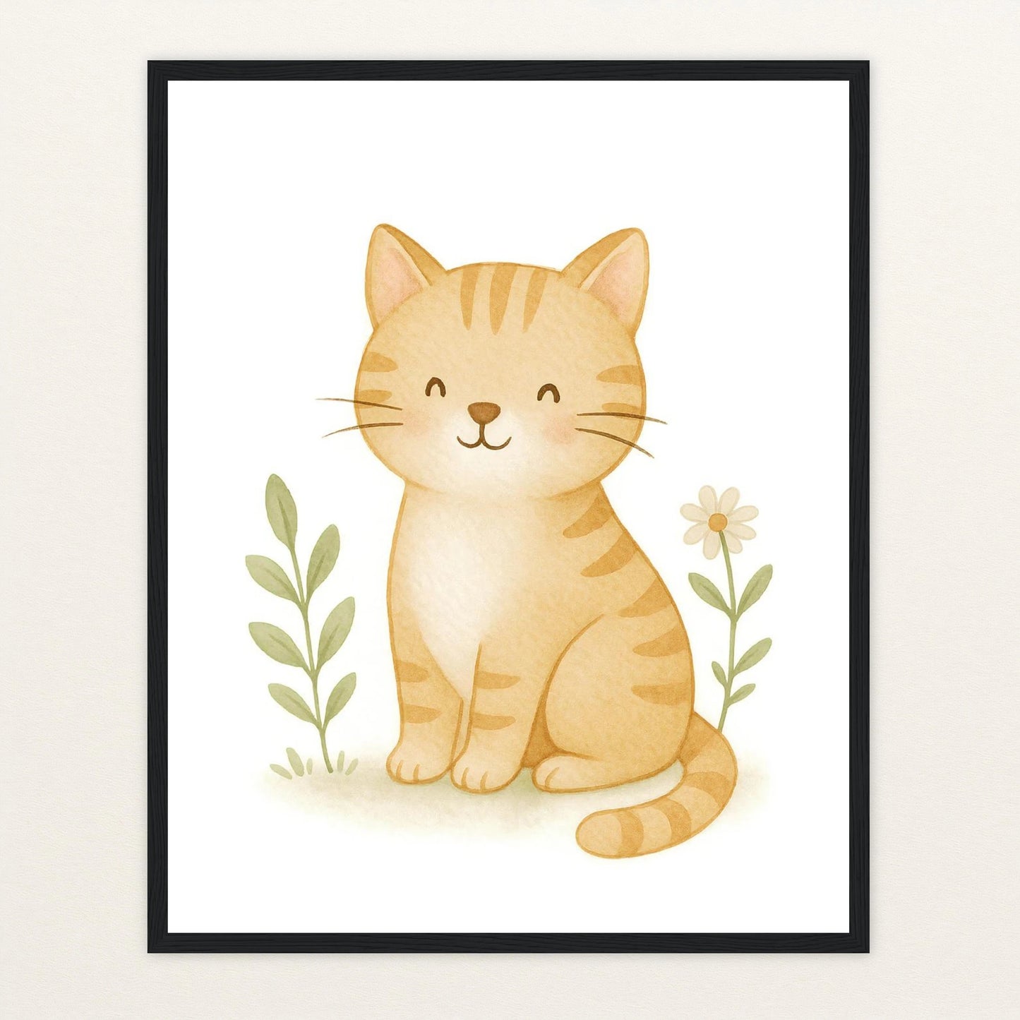 Kira die Katze Poster mit Holzrahmen von tinylearner