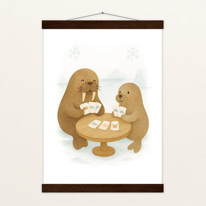 Wally das Walross - Motiv: "Kartenspiel" Poster mit Leisten von tinylearner