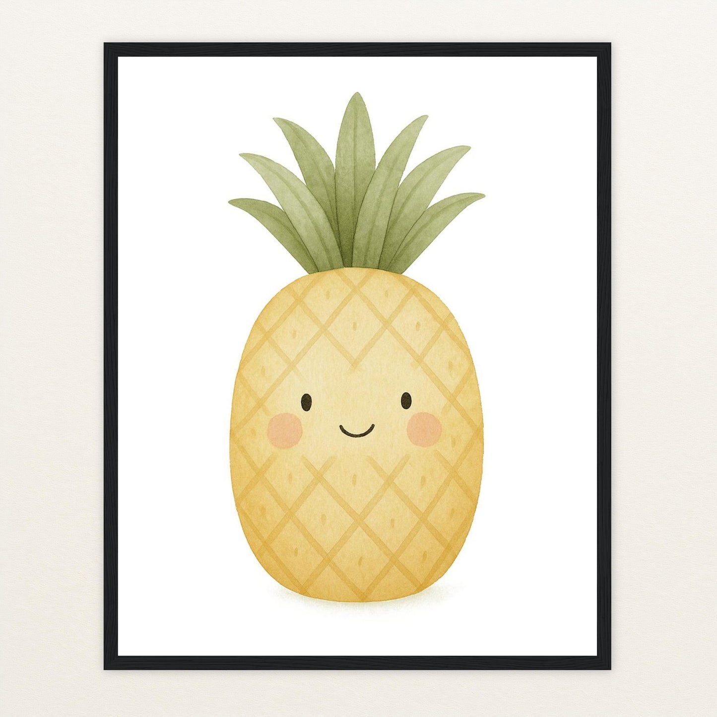 Obst: Ananas Poster mit Holzrahmen von tinylearner