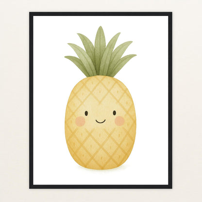 Obst: Ananas Poster mit Holzrahmen von tinylearner