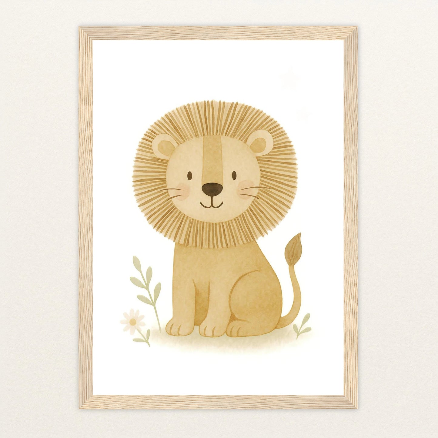 Leo der Löwe Poster mit Holzrahmen von tinylearner