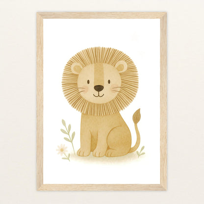 Leo der Löwe Poster mit Holzrahmen von tinylearner
