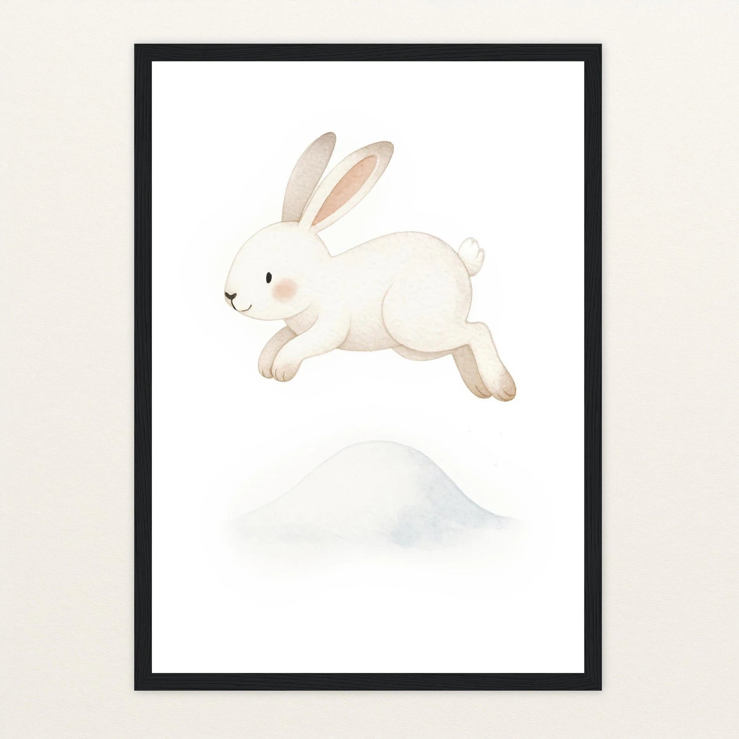 Sina der Schneehase - Motiv: "Schneehügel" Poster mit Holzrahmen von tinylearner