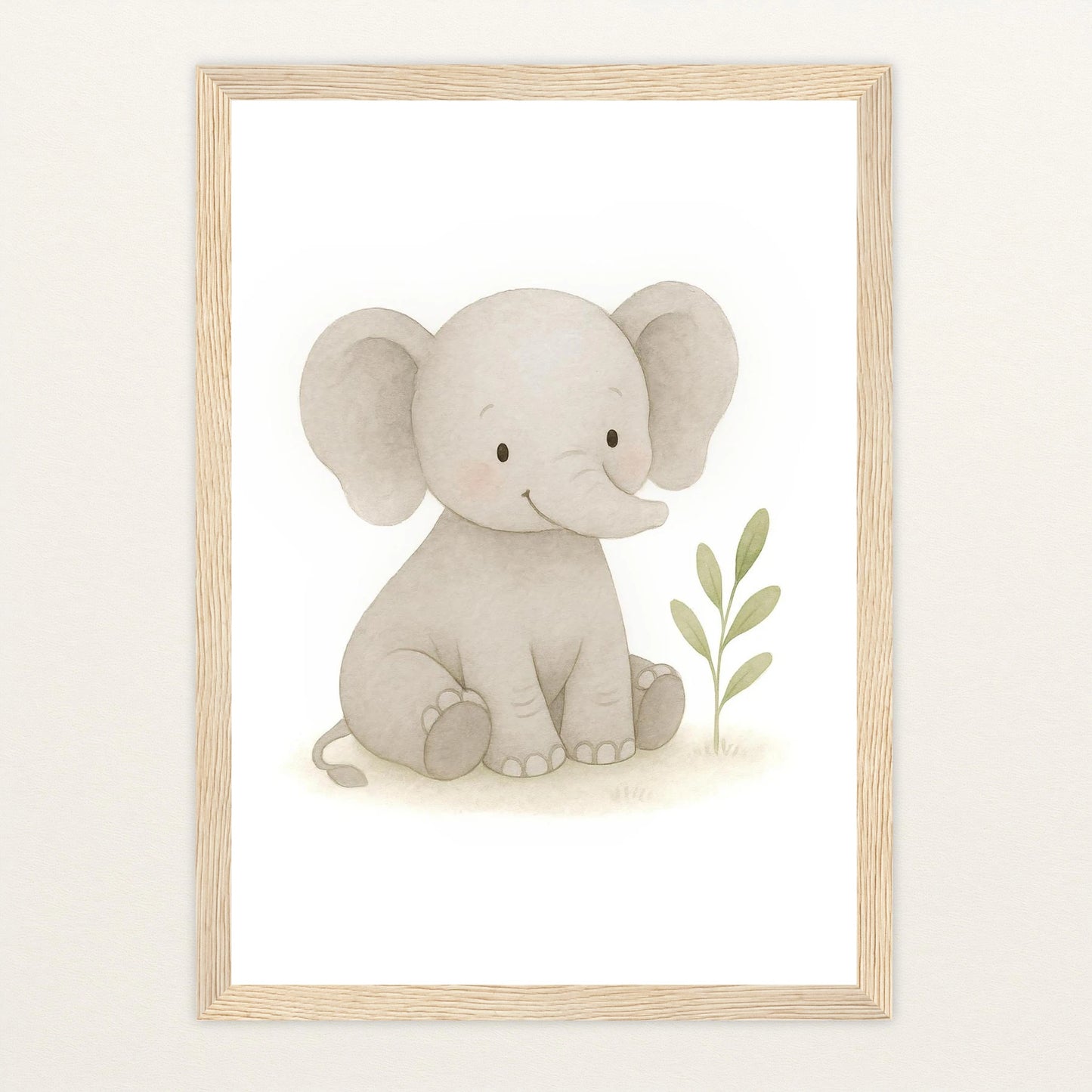 Emil der Elefant Poster mit Holzrahmen von tinylearner