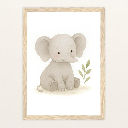 Emil der Elefant Poster mit Holzrahmen von tinylearner