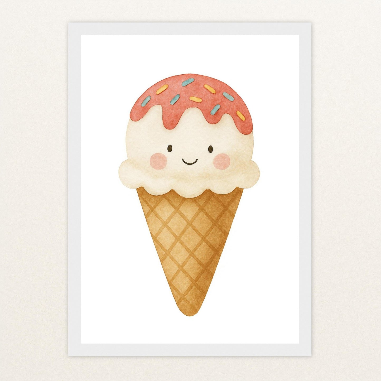 Süßes: Eiscreme Poster mit Holzrahmen von tinylearner