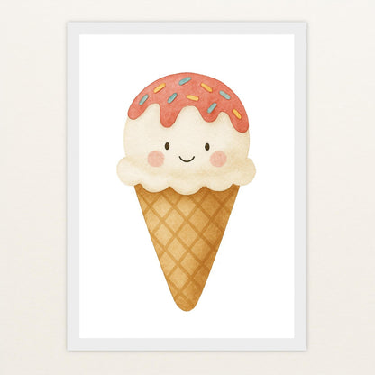 Süßes: Eiscreme Poster mit Holzrahmen von tinylearner