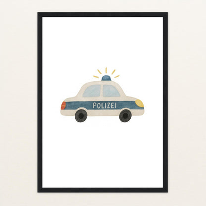 Polizei Poster mit Holzrahmen von tinylearner
