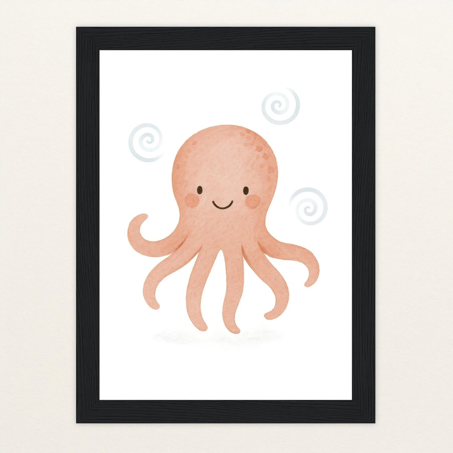 Tilli der Tintenfisch Poster mit Holzrahmen von tinylearner