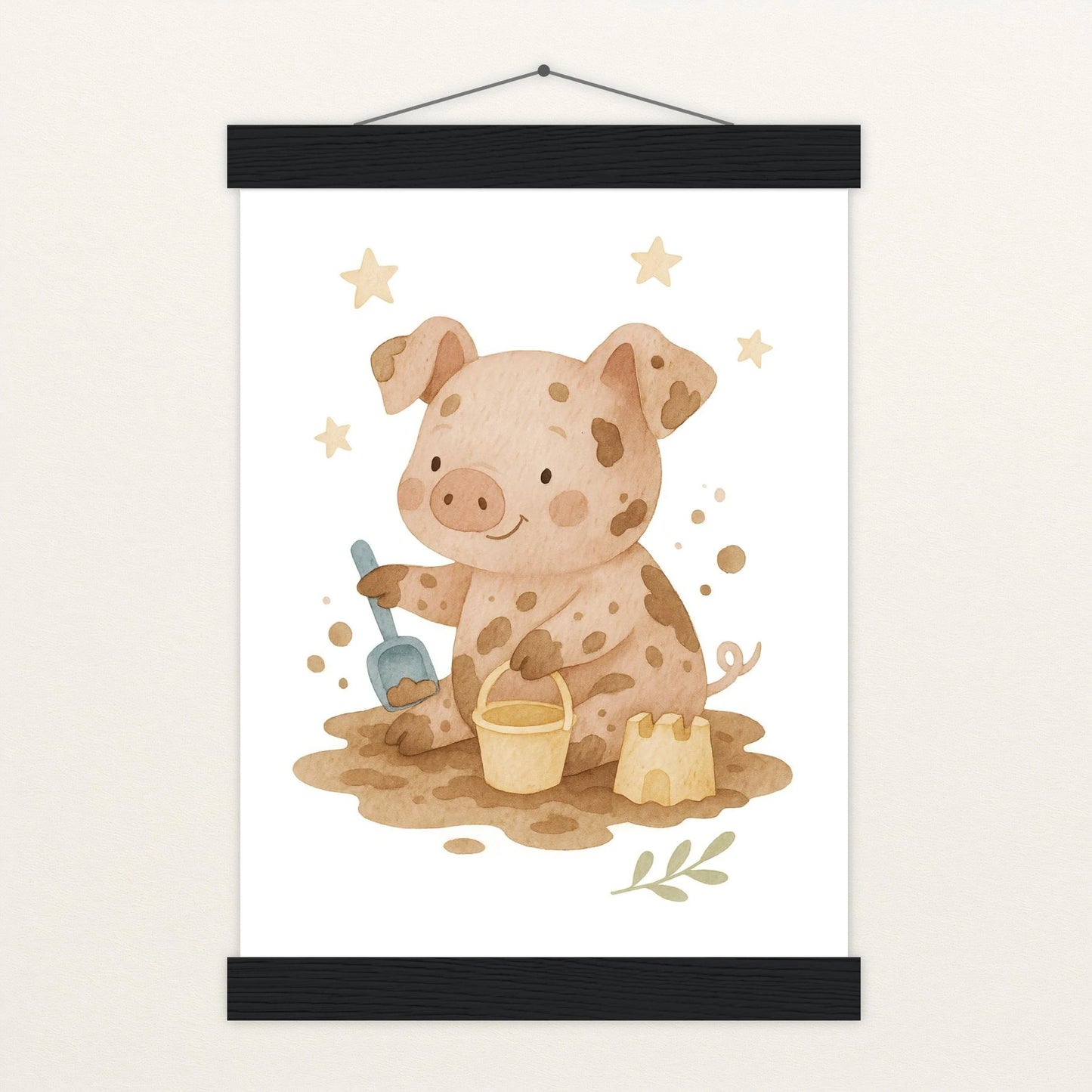 Susi das Schwein - Motiv: "Sandkasten" Poster mit Leisten von tinylearner