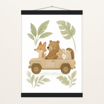 Tierfreunde - Motiv: "Safari" Poster mit Leisten von tinylearner