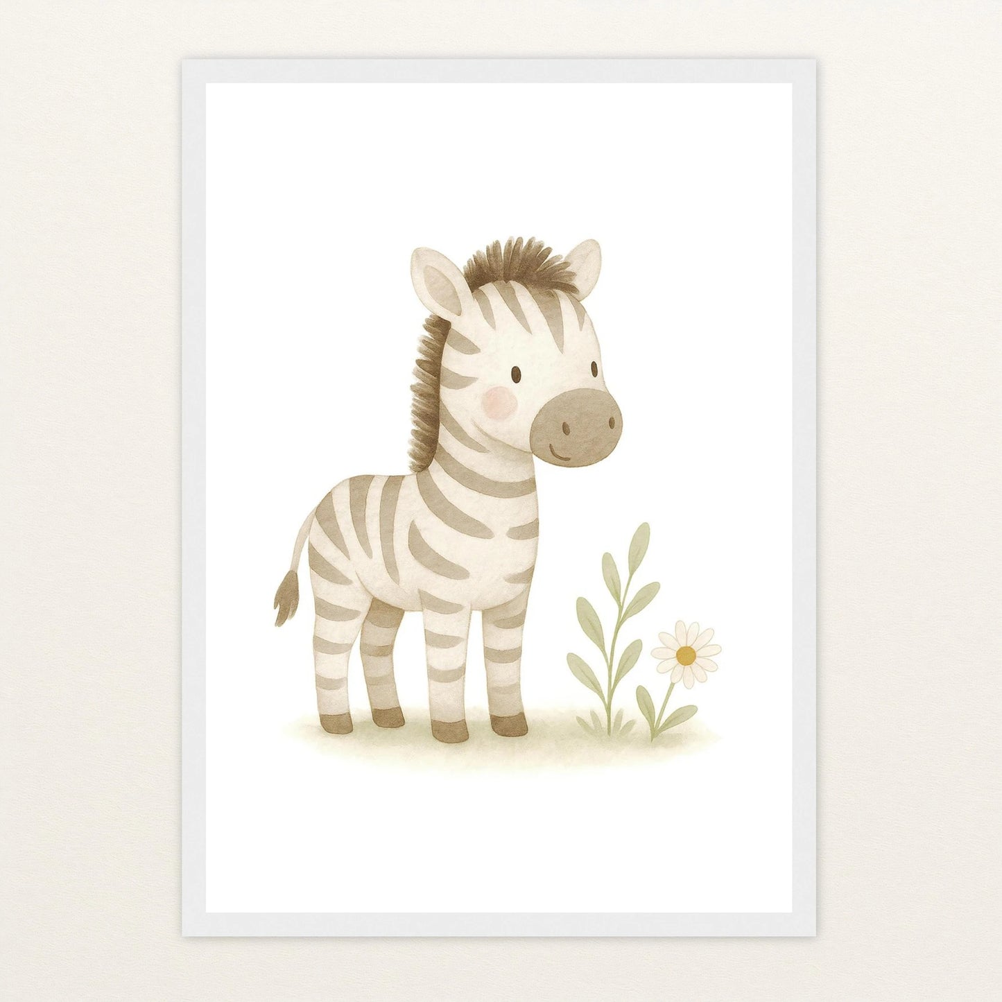 Zinni das Zebra Poster mit Holzrahmen von tinylearner