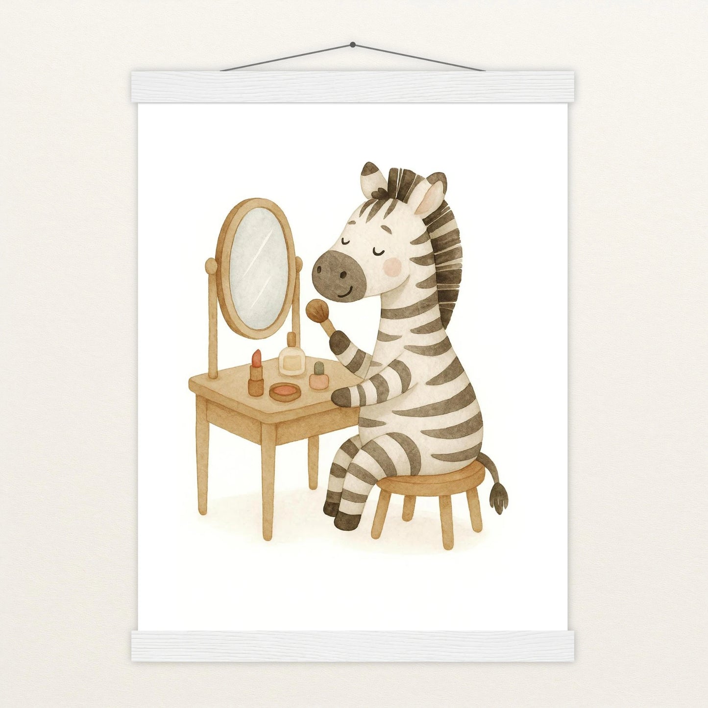 Zinni das Zebra - Motiv: "Schminken" Poster mit Leisten von tinylearner