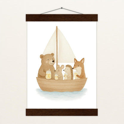 Tierfreunde - Motiv: "Segelschiff" Poster mit Leisten von tinylearner