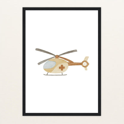 Rettungshubschrauber Poster mit Holzrahmen von tinylearner