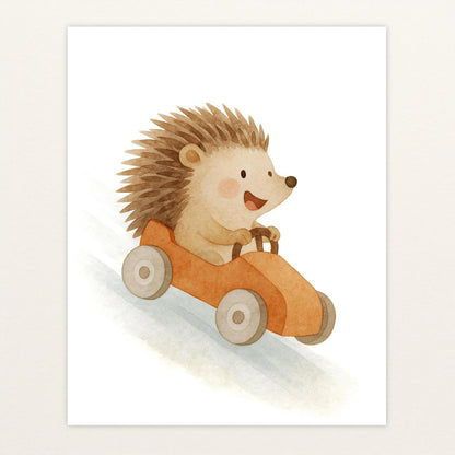 Iggi der Igel - Motiv: "Rennwagen" Poster von tinylearner