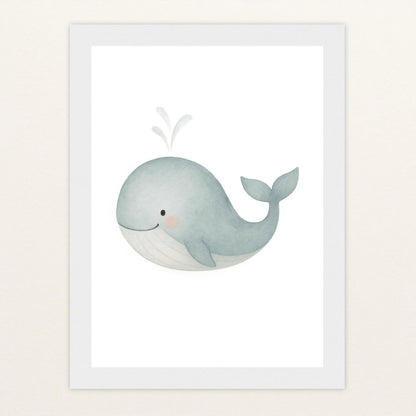 Willi der Wal Poster mit Holzrahmen von tinylearner