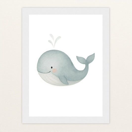 Willi der Wal Poster mit Holzrahmen von tinylearner