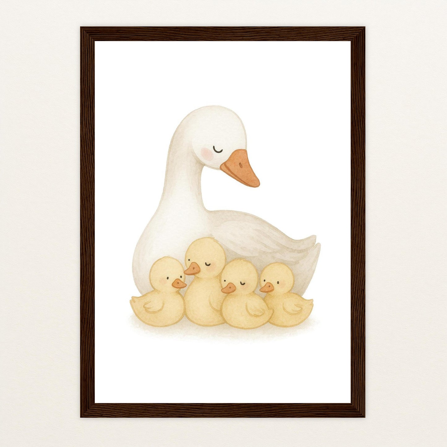 Gusi die Gans - Motiv: "Familie" Poster mit Holzrahmen von tinylearner