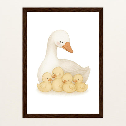 Gusi die Gans - Motiv: "Familie" Poster mit Holzrahmen von tinylearner