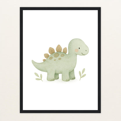 Dinosaurier Stegosaurus Poster mit Holzrahmen von tinylearner