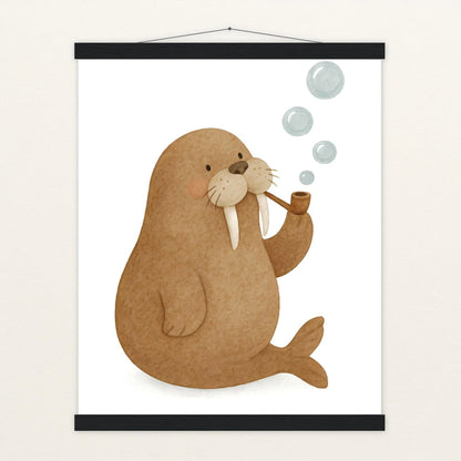 Wally das Walross - Motiv: "Blubbern" Poster mit Leisten von tinylearner