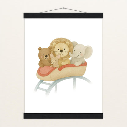 Tierfreunde - Motiv: "Achterbahn" Poster mit Leisten von tinylearner