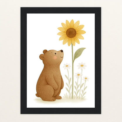 Balu der Bär - Motiv: "Sonnenblume" Poster mit Holzrahmen von tinylearner