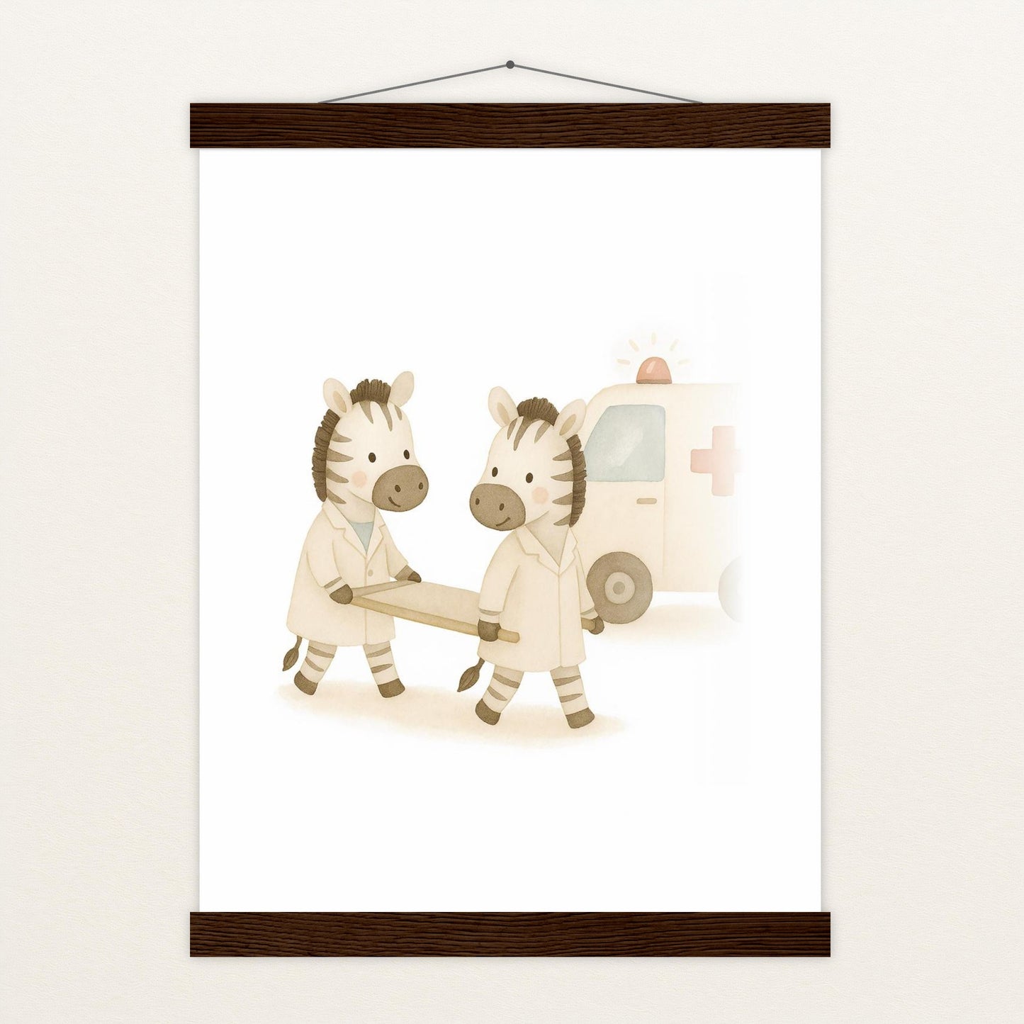 Zinni das Zebra - Motiv: "Krankenwagen" Poster mit Leisten von tinylearner