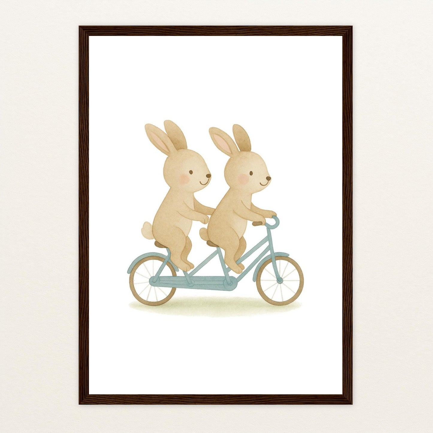 Holly der Hase - Motiv: "Tandem" Poster mit Holzrahmen von tinylearner