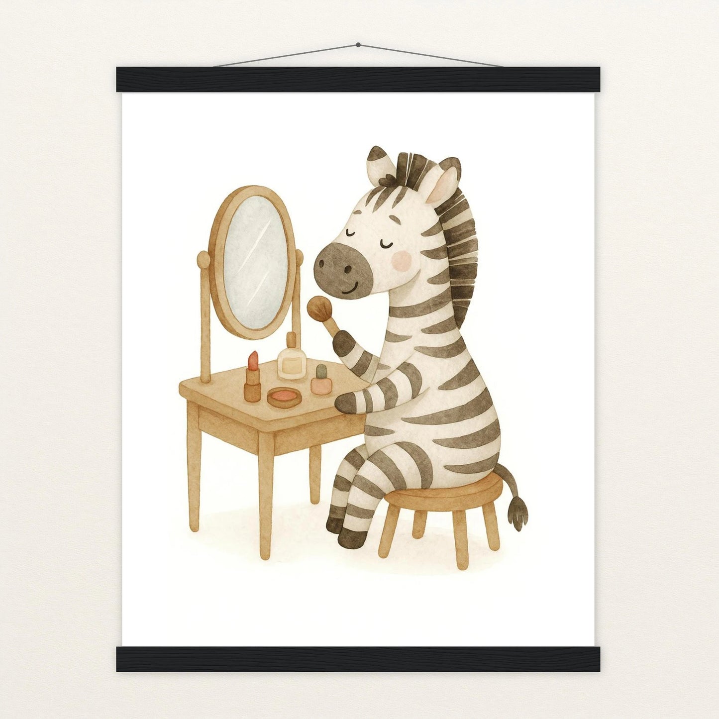 Zinni das Zebra - Motiv: "Schminken" Poster mit Leisten von tinylearner