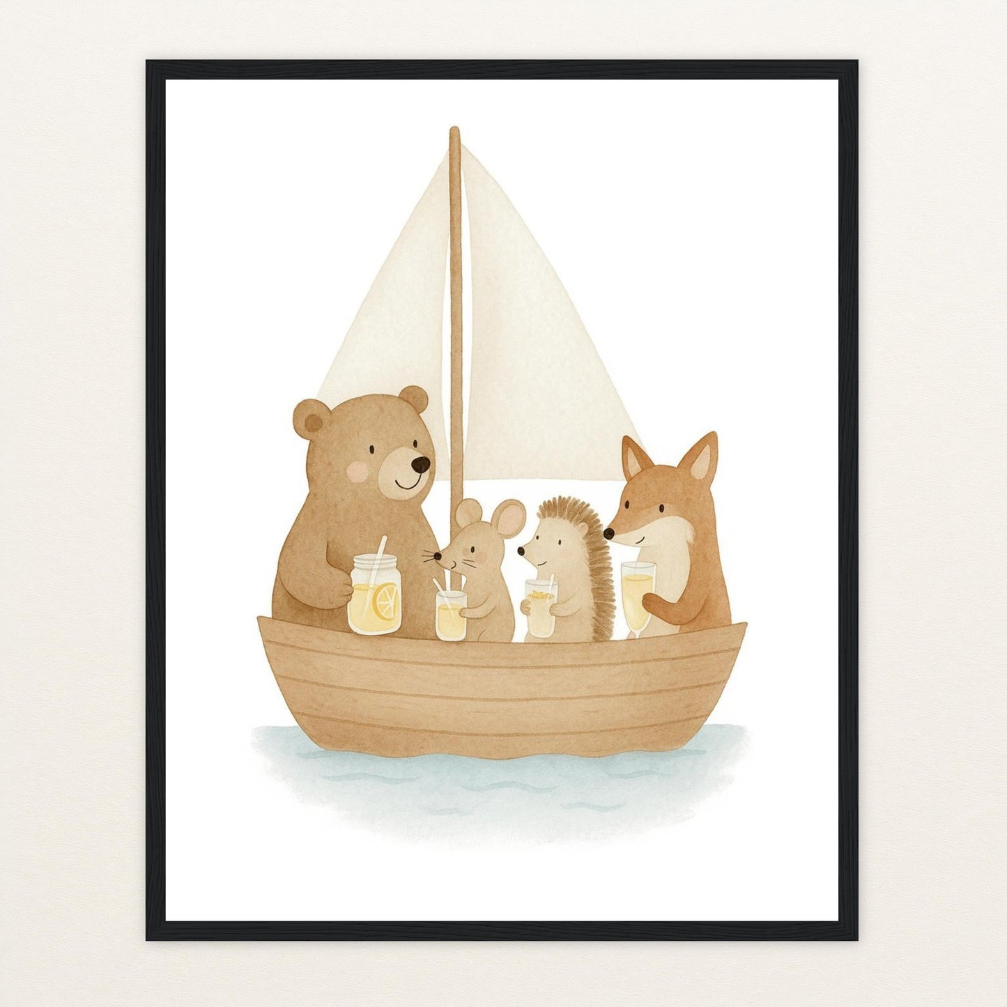 Tierfreunde - Motiv: "Segelschiff" Poster mit Holzrahmen von tinylearner