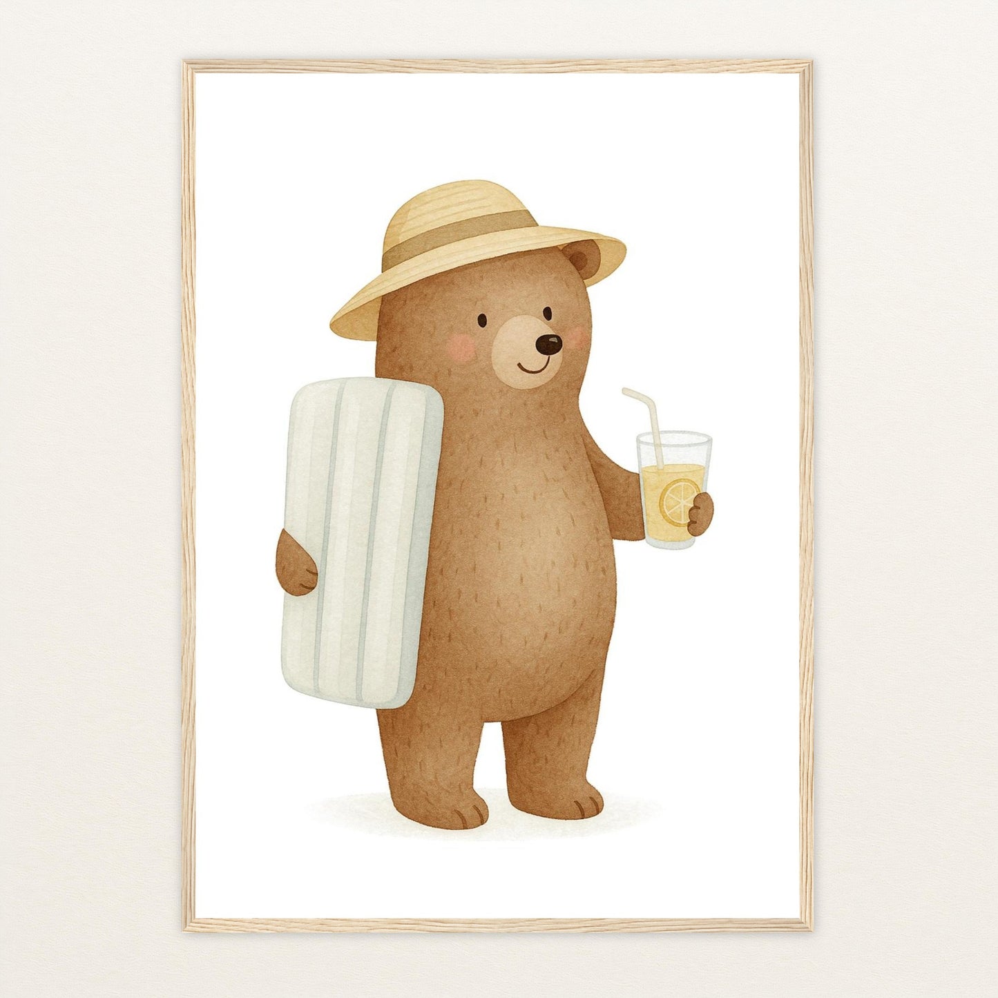 Balu der Bär - Motiv: "Strandtag" Poster mit Holzrahmen von tinylearner