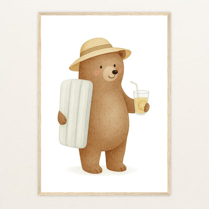 Balu der Bär - Motiv: "Strandtag" Poster mit Holzrahmen von tinylearner