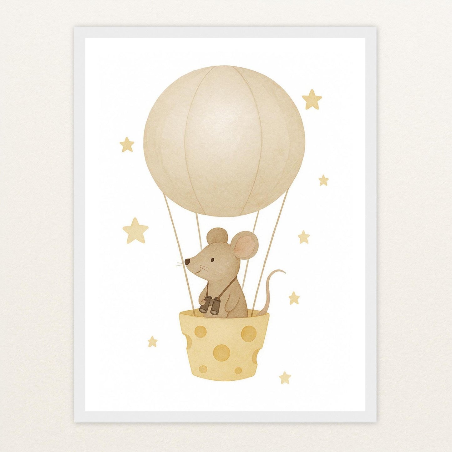 Mimi die Maus - Motiv: "Heißluftballon" Poster mit Holzrahmen von tinylearner