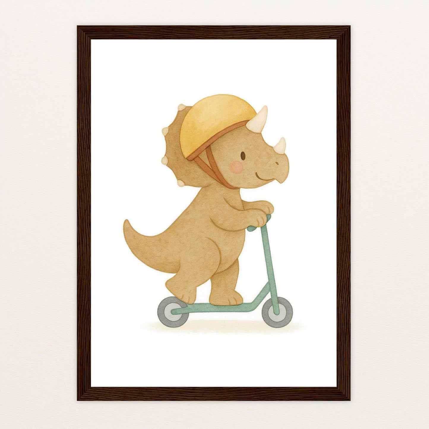Dinosaurier Triceratops - Motiv: "Roller" Poster mit Holzrahmen von tinylearner