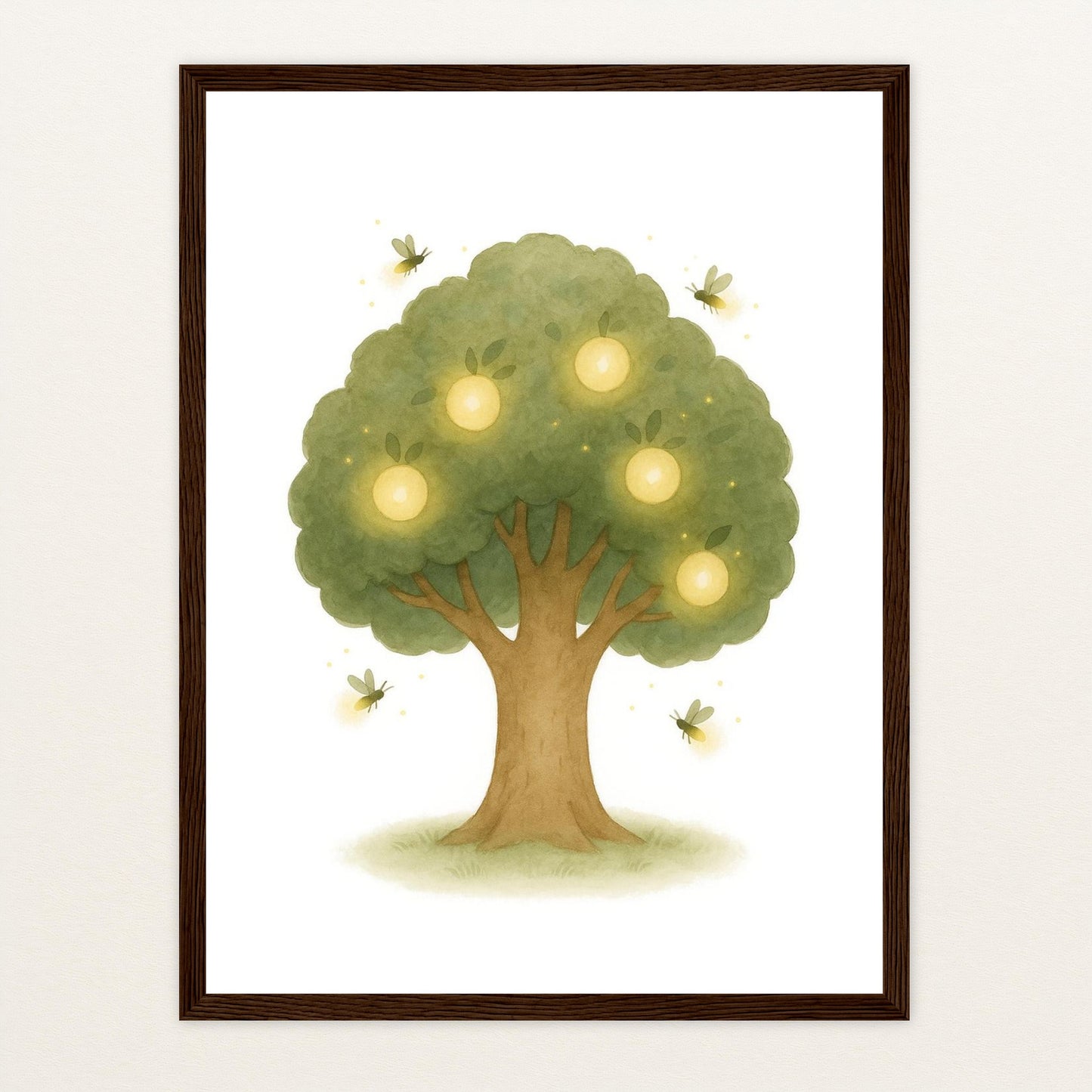 Leuchtbaum Poster mit Holzrahmen von tinylearner