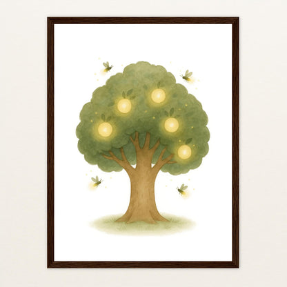 Leuchtbaum Poster mit Holzrahmen von tinylearner